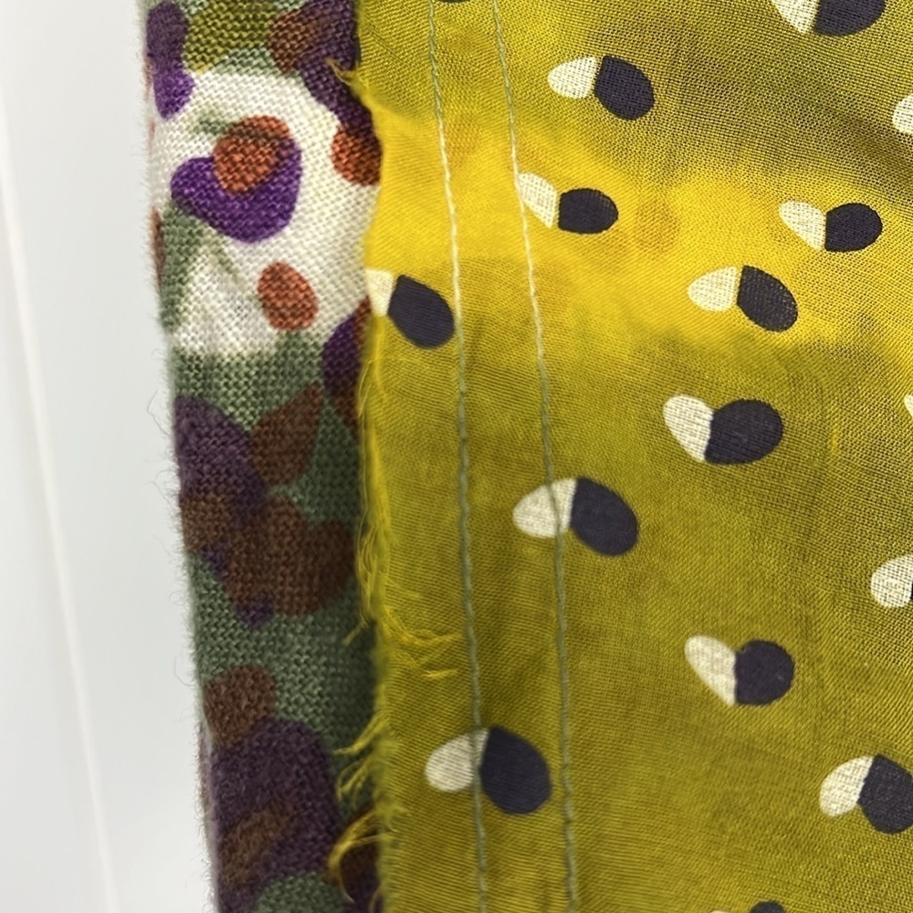 Anthropologie Gregory Womens Skirt XS/S Green Gold Mini Patch Raw Seam Trendy - Picture 3 of 12